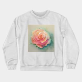Pink Peach Rose with Turquoise Background Crewneck Sweatshirt